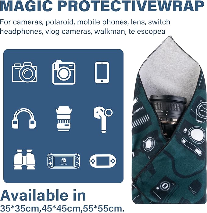 Walking Way Protective Wrap, Self-Adhesive Magic Cloth Camera Wrap, Storage Cloth, Anti-Scratch, Dustproof, Washable Lens Pouch for DSLR, Smartphones, Laptops, Cosmetic