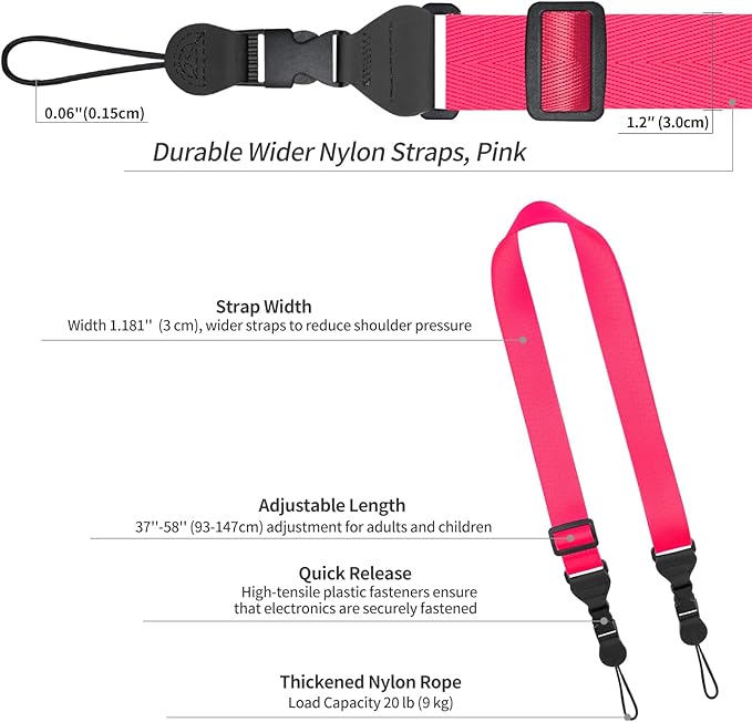 5 Pack Nylon iPad Strap, Adjustable Camera Neck Strap, Comfortable Shoulder Strap for iPad, Cellphone Tablet, Camera, Laptop, Binocular, Luggage Bag(Rose red Universal Neck Lanyard)