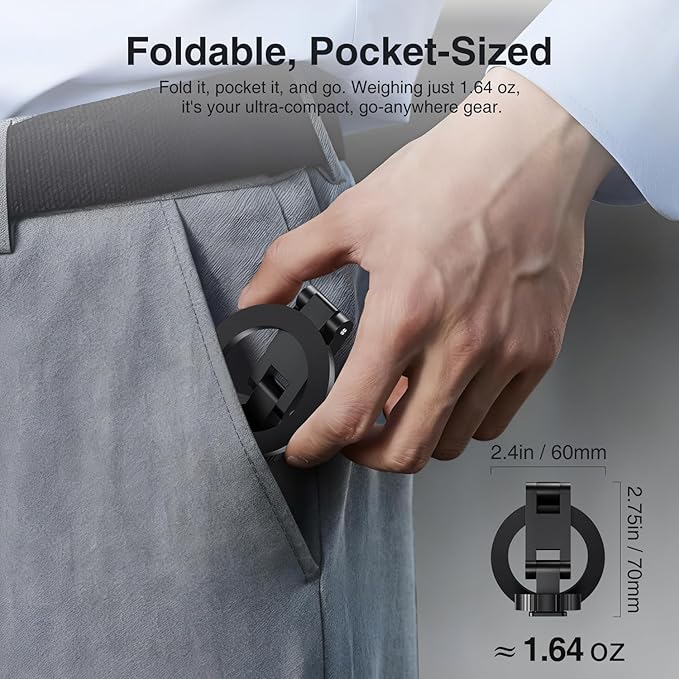 elitehood Magsafe Tripod Mount Adapter with 1/4” Screw & Hot Shoe, Lightweight Compact Cell Phone Tripod Mount for Camera, iPhone Camera Holder with Dual Hinges for iPhone 17 16 15 14 13 Series