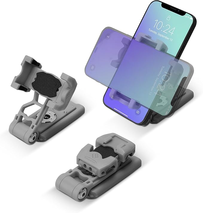 IFOOTAGE Universal Phone Tripod Mount Adapter with Cold Shoe, 360° Rotation Cell Phone Holder for Tripod, Selfie Stick, Desk Phone Stand with Adjustable Clamp, Gray