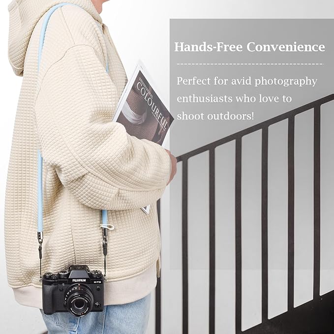 VOVMOEYA Camera Strap Rope,Camera Neck Strap Shoulder Strap for Fujifilm X100VI X100V XS20 XT5 for A6000 A6100 A6400 A6700 A7IV for Canon EOS R6 R10 for Nikon Zf Z5 Z30 - Blue