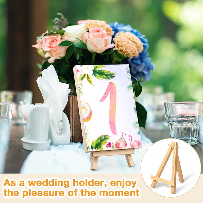 Thenshop 40 Pack 6 Inch Natural Wooden Mini Easel Stand Artist Mini Easels Bulk Wood Tabletop Small Canvas Stand for Painting Display Cards Photos Arts Crafts(Classic)
