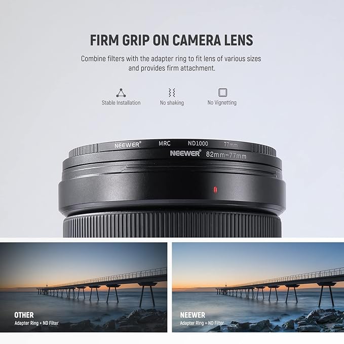 Neewer 18 Pieces Metal Camera Lens Filter Adapter Ring Kit 9 Pieces Step Up Ring+9 Pieces Step Down Ring Set Compatible with Canon Nikon Sony Olympus DSLR Camera (Black)