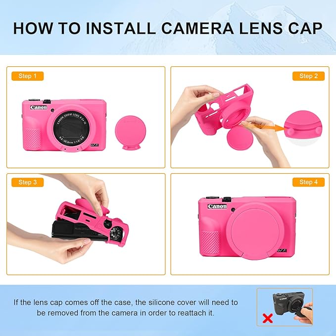 G7X Mark II Case, Protective Case for Canon Powershot G7X Mark II Digital Camera, Removable Lens Cover Silicone Sleeve Soft Camera Cover Rubber Protective Body Skin- Rose