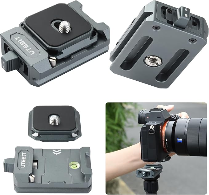 UTEBIT Quick Release Plate Kit, Arcac/F38 Interface Camera Quick Release Plate Mount Quick Setup w/ 1/4" to 3/8" Screw Thread Gimbles Sliders Tripods Adapter for Sony Canon Monopod DSLR Stabilizer