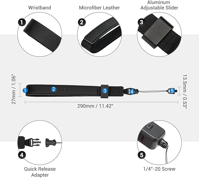 Adjustable Nylon Camera Hand Wrist Strap Lanyard with 1/4"20 & Quick Release Design for DJI Osmo Pocket 3 Pocket3 Creator Combo Accessories Xtra Muse Osmo 360 Insta 360 X5 X4 X3 Mobile 7P 6 Stabilizer