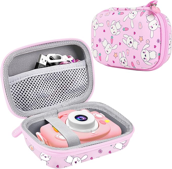Leayjeen Kids Camera Case Compatible with Goopow/Mgaolo/CIMELR/Seckton/OZMI/Dylanto Kids Camera Toys, Christmas Birthday Gifts for Girls for Girls Boys. (Case Only) Pink Rabbit