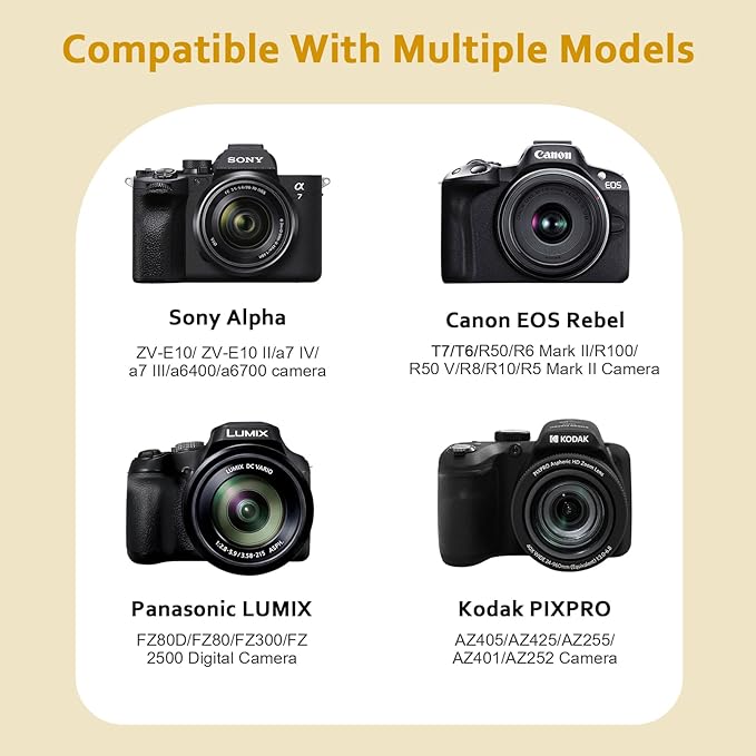 XANAD Hard Camera Case Bag Compatible with Canon EOS Rebel T7/ T100/ R50/ R50 V/RP/ R8/ R6 Mark II/ R7/ R10 DSLR Mirrorless Cameras, for Canon Sony Kodak Panasonic Nikon DSLR Mirrorless Camera, Cream