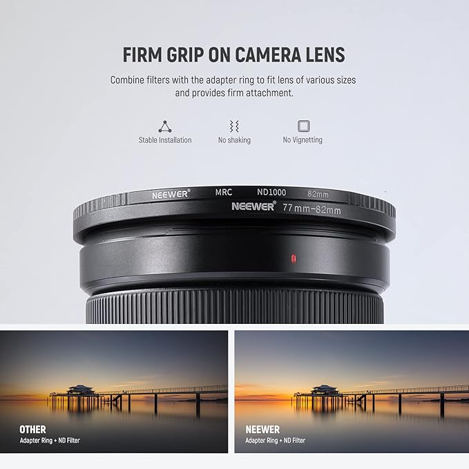 Neewer 9 Pieces Lens Filter Rings Set, Made of Anodized Aluminum, Includes: 37-49mm, 49-52mm, 52-55mm, 55-58mm, 58-62mm, 62-67mm, 67-67mm, 8-2.8 35" 72-77mm 77-82mm