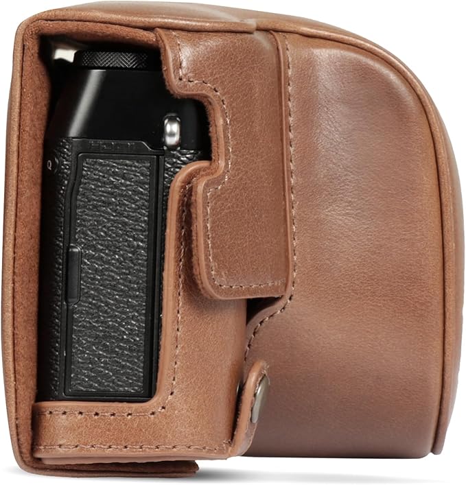Mega Gear Genuine Leather Camera Case for Fujifilm X100VI - Stylish and Protective - Brown