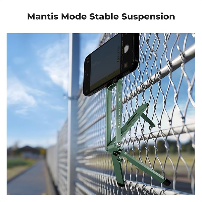 K&F CONCEPT Magnetic Phone Tripod Stand, 23N Strong Magnetic Mini Tripod Aluminium Alloy Pocket Selfie Stick, Mag Safe Phone Holder Compatible with iPhone 17 16 15 14 13 12 Series(Green)