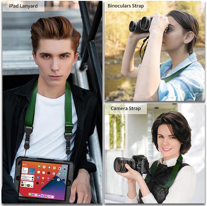 Comfortable Shoulder Strap, Nylon Camera Strap, Adjustable Neck Strap for iPad, Cellphone Tablet, Camera, Laptop, Binocular, Luggage Bag (Dark Green Universal Lanyard)