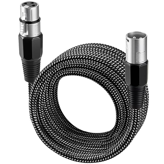 XLR Cable 50 FT, Microphone Cable 3 Pin Nylong Braided Balanced XLR Male to Female Heavy Duty Mic Patch Cords (Pure Copper Conductors)
