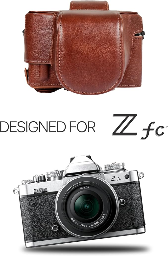 MegaGear MG2010 Ever Ready Genuine Leather Camera Case Compatible with Nikon Z fc (Brown)