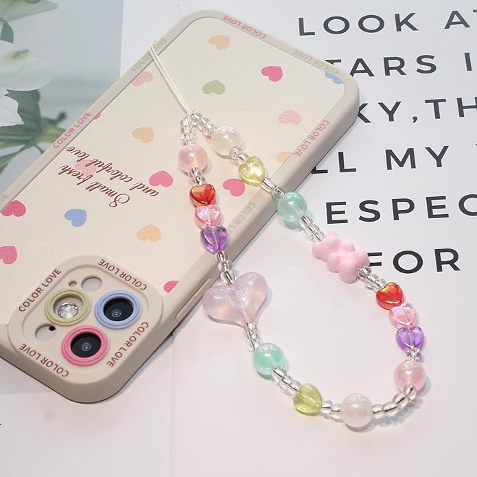 Cute Digital Camera Wrist Strap,Beaded Phone Charms wristlet Strap,Kawaii Bracelet Wrist Lanyard,Charm Holder for Women