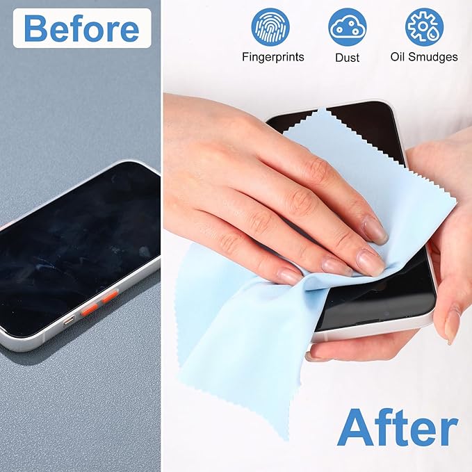 Frienda 50 Pcs Microfiber Cleaning Cloth for Glasses 6x7 Inch Lens Eyeglasses Cleaning Cloth Sunglasses Electronics Glasses Optical Cleaner Wipes Bulk for Camera Lens Eyeglass Screen(Light Color)