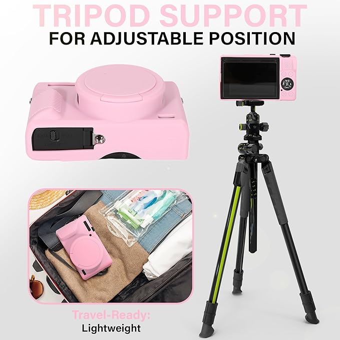 STSEETOP Silicone Case for Canon Powershot G7 X Mark II, G7 X Mark II Case Soft Protective Cover with Anti-Slip Grip and Lens Protection, Scratch Resistant (Pink)