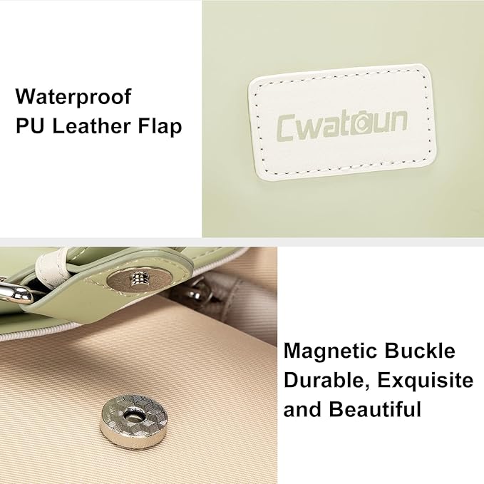 Cwatcun Camera Messenger Bag, Waterproof Flap Camera Crossbody Shoulder Case with Tripod Holder, Travel Photography Bag for Canon, Nikon, Sony, Fuji DSLR/SLR/Mirrorless Camera, Lens （Light Green）, M