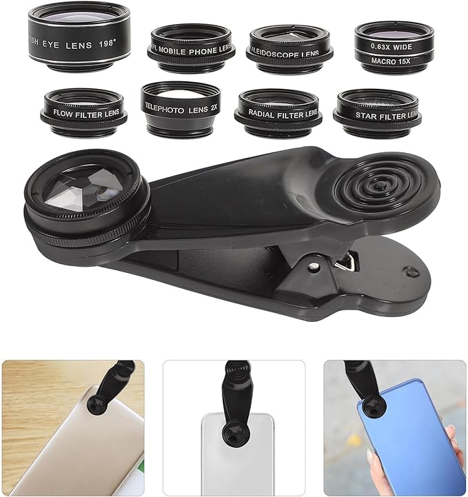 Housoutil 10-in-1 Smartphone Camera Lens Kit, Wide Angle Macro Fisheye Zoom Lens Set for Mobile Phones, High-Definition Photo Video Accessories, Compatible with Most Cell Phones