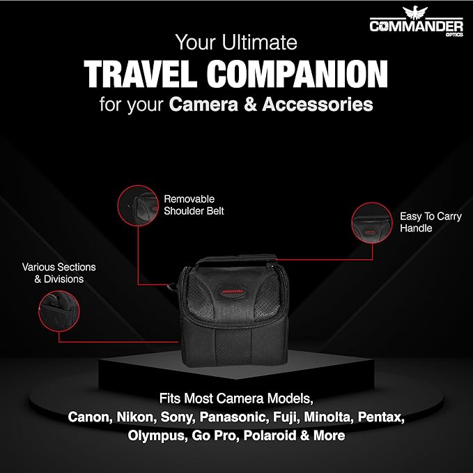 Small Camera Bag - Water Resistant, Soft Padded, Compact Travel Bag for Canon EOS, Nikon, Sony & More DSLR Cameras/Camcorders Ample Storage and Protection for Your Equipment (Small)
