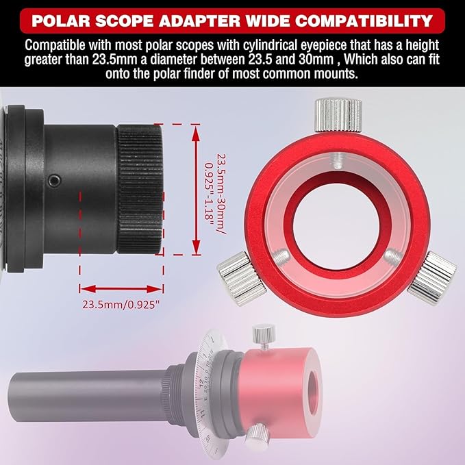 Right Angle Viewfinder with Polar Scope Metal Adapter - 360°Rotating with 1X - 2.5X Magnification for A Comfortable View When Doing Polar Alignment