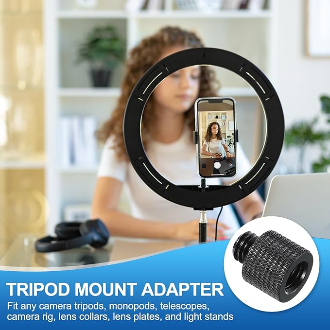 PATIKIL Tripod Screw Adapter 3/8" Male to 3/8" Female, 4 Pcs Tripod Nut Connectors Camera Mount Screw Camera Double Head Converter for Microphone Holder Magic Arms Accessories, 20 mm