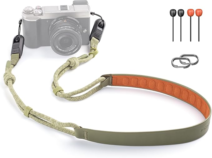 PGYTECH Camera Shoulder Strap Air for Mirrorless Quick Release Camera Strap Leather-like Surface with Braided Ropes Adjustable Neck Strap Light for Sony ZV-E10 for Canon G7 X, Grass Green