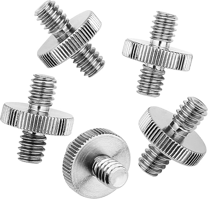 6 Pack International Standard 1/4"-20 Male to 1/4"-20 Male Threaded Tripod Screw Adapter Standard Tripod Mounting Thread Camera Screw Adapter Converter,Precision Made