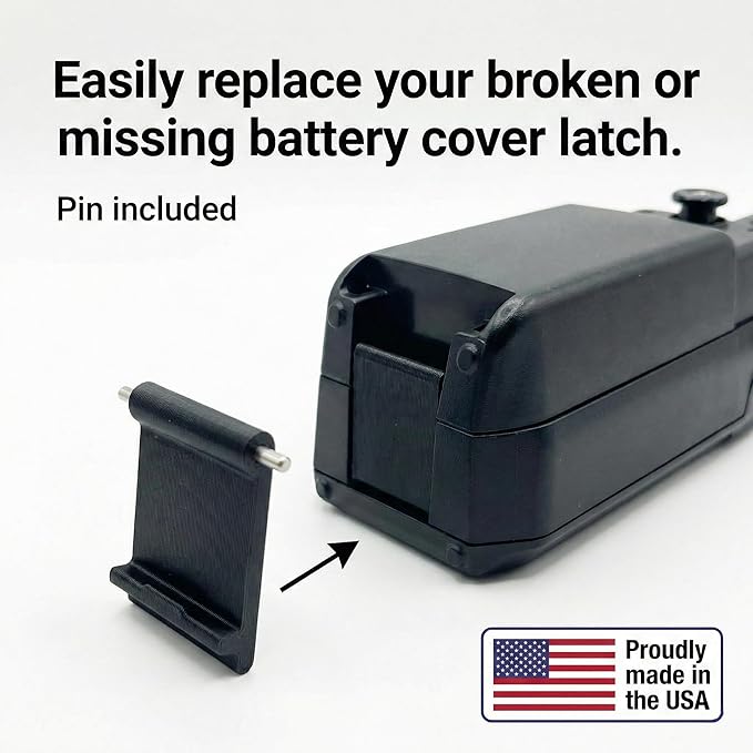 Battery Cover Replacement for Uniden SDS100 – Battery Door Clip Lock Latch with Hinge Pins – Direct-Fit Repair Part (Made in The USA)