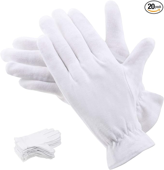 100 Percent Cotton Gloves for Dry Hands Eczema, Selizo 10 Pairs White Cotton Gloves for Women Dry Hands Moisturizing Cosmetic Sensitive Irritated Skin Spa