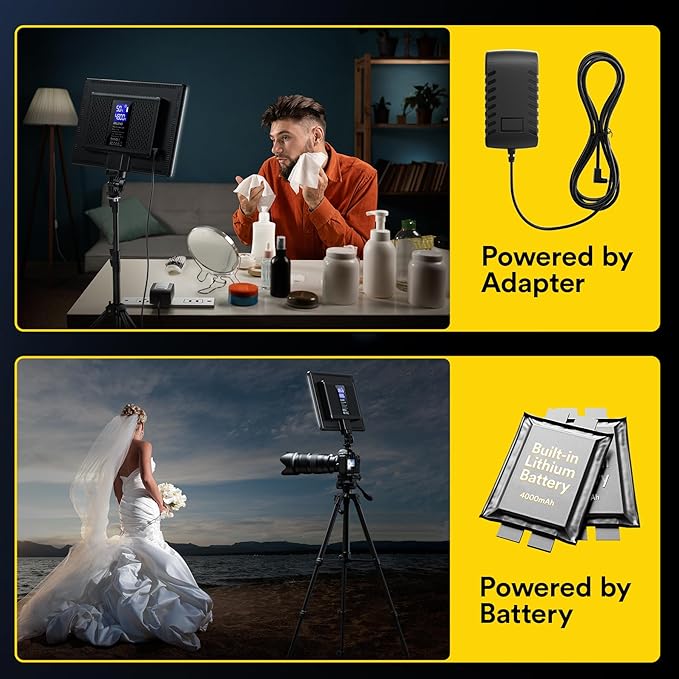 RALENO 19.5W LED Video Soft Light Panel, 650Lux/m 13" Camera Panel Light Built-in 8000mAh Battery, CRI>95 2500-6500K Photography Studio Lights for TikTok YouTube Video Recording Photography Streaming