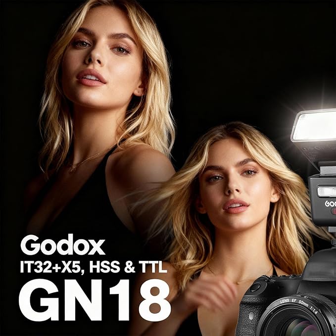 Godox IT32 TTL Camera Flash with X5N Flash Trigger, Compatible with Nikon, Magnetic Hotshoe & Trigger 2-in-1,Colorful Touch Screen,Rotatable Flash Head,TTL&HSS,LED Modeling Light,Creative Accessories