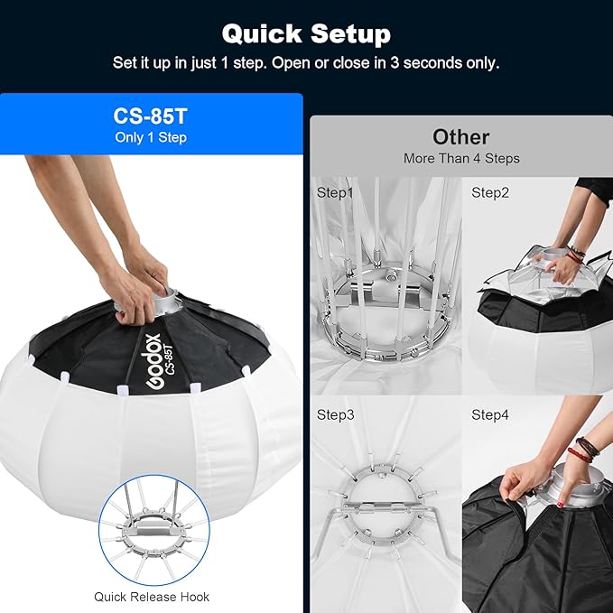 Godox CS-85T Lantern Softbox 33.5in/ 85cm Quick Release 360° Light Diffuser Bowens Mount Lantern Softbox for Godox SL60 SK400 SL150 DP400 DP800 SL300 (33.5")