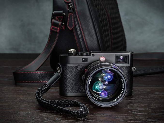 Vi Vante BENGAL Unleashed Black Leather Braided Camera Wrist Strap Ultra Soft Lambskin Exclusive; Hand Made luxury