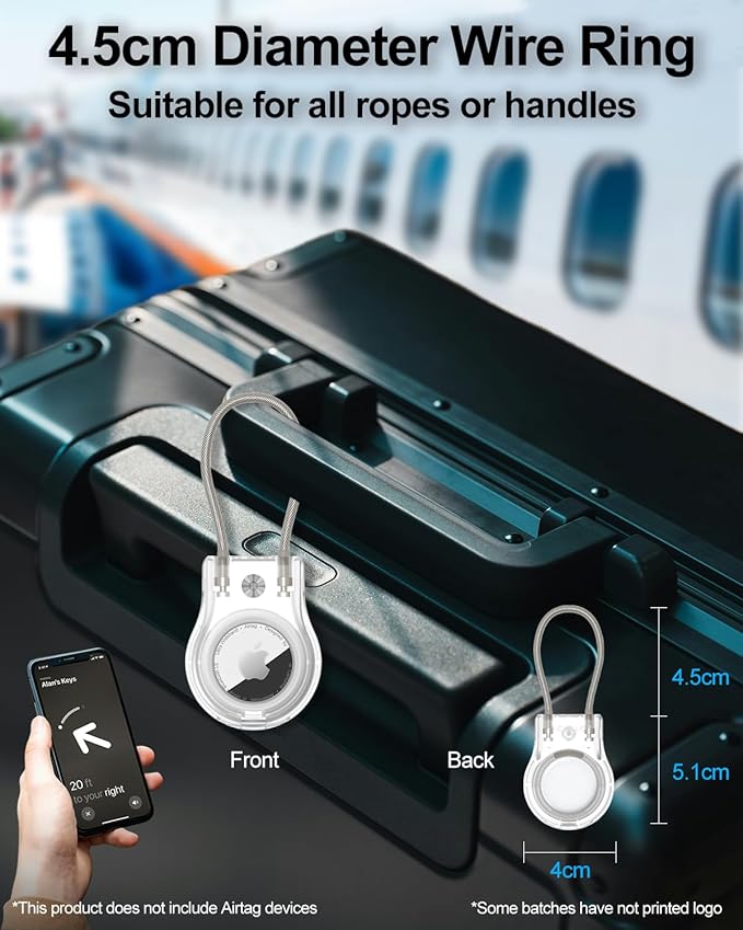 Scallop Airtag Keychain Holder 2 Pack, Air Tag Lock Case Holders with Wire Cable, Sturdy Protection Airtag Key Chain, Compatible Apple Airtag for Key Ring,Keys, Luggage, GSS-2-T
