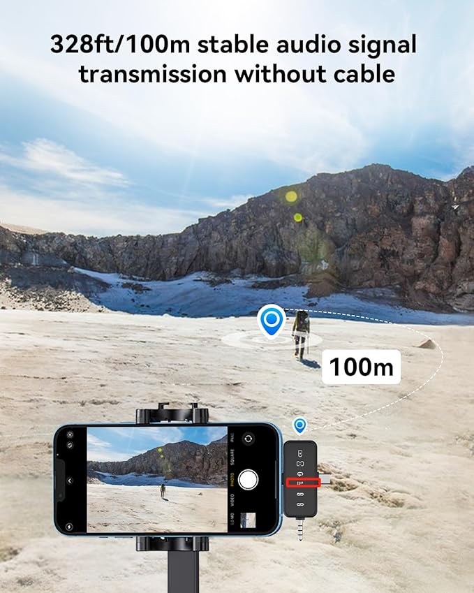 PQRQP 3 in 1 Microphone for iPhone/Android/Camera, Wireless Microphones, 328ft Transmission, 18H Battery Life, Mini Microphone for Record Interview, Vlogs, Tiktok