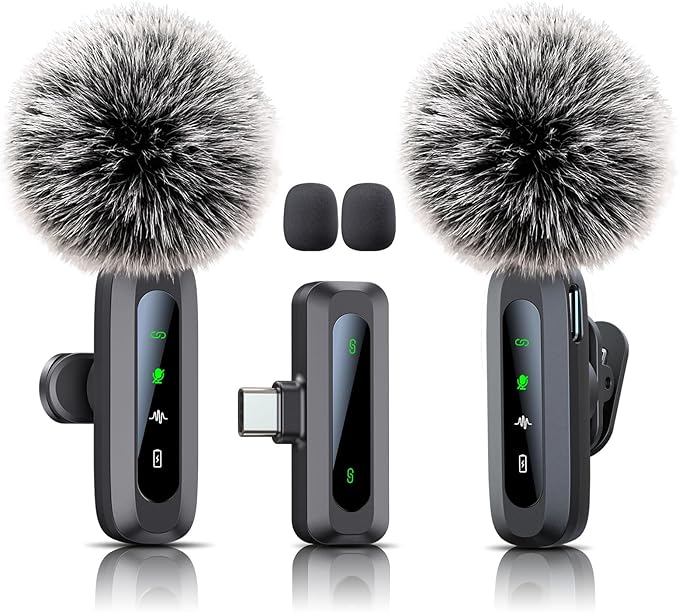 Microphone for iPhone 15-16-17, mini mic Wireless mic with Noise Reduction,mini Microphone LED Display -Wireless Microphones Ideal for Vlog, TikTok & Content Creation