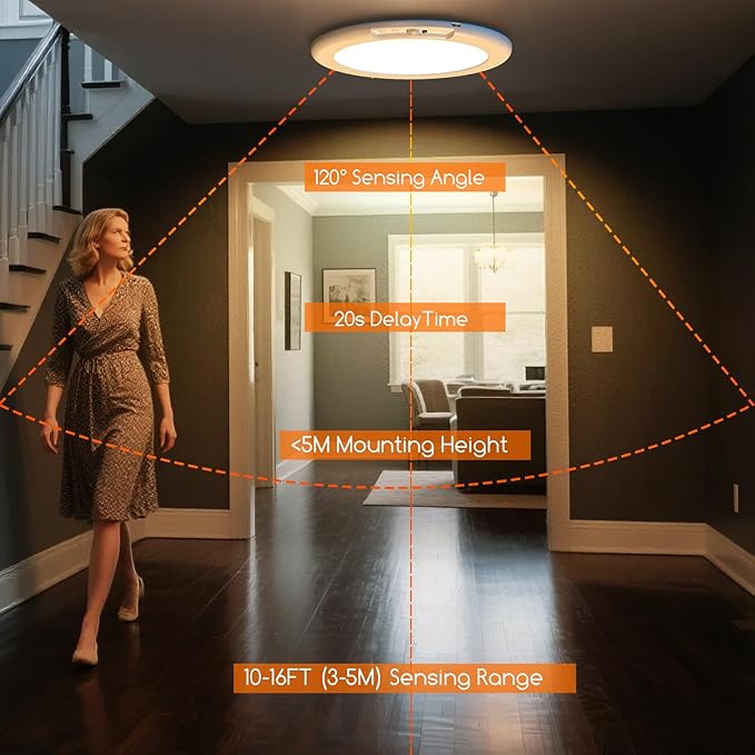 3 Pack Rechargeable Motion Sensor Ceiling Light, Wireless Ceiling Lights Battery Operated Closet Light with Remote, 500LM 3000K/4500K/6500K, 0.55″ Ultra Thin Lights for Bathroom Hallway Pantry