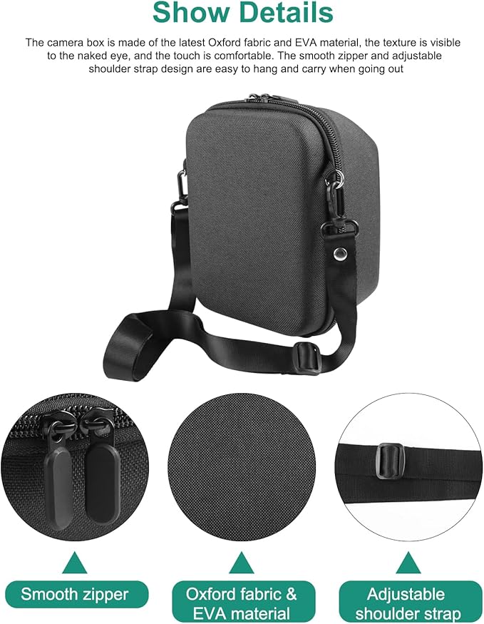 PULUZ Protective Case for Polaroid Now/Now + Plus/One Step 2/ One Step + Plus, Hard EVA Cloth Protective Case with with Adjustable Shoulder Strap(Black)