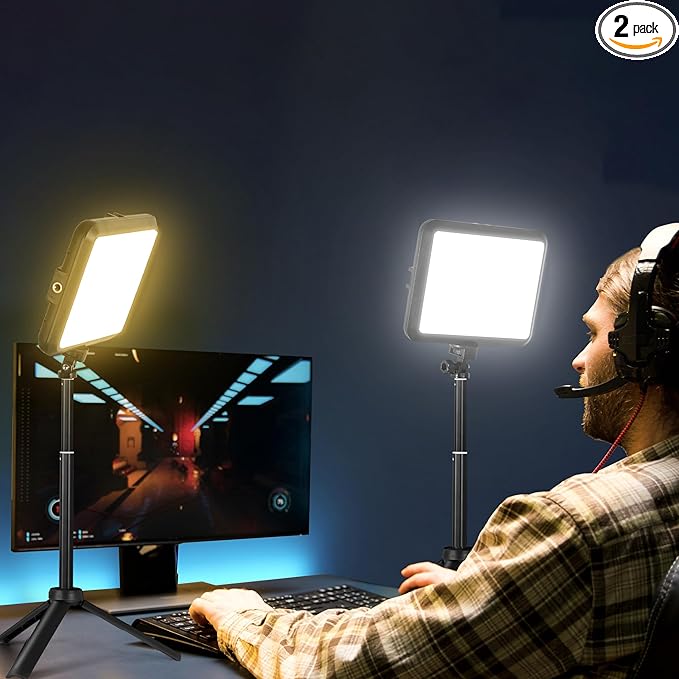 2-Pack Portable Photography Lighting Kit, Arsoer 8" 2800K-6500K Dimmable Studio Lights with Tripod, USB Powered Video Light for Photography/Zoom/Video Conference/Live Streaming/YouTube/Tiktok/Ins