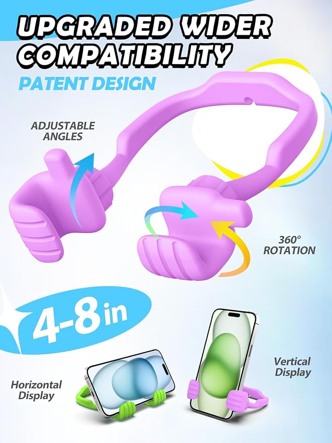 Easter Basket Stuffers for Teen Boys Girls Cell Phone Stand - 2 Pack Thumbs Up Lazy Phone Holder for Desk Birthday Easter Gifts for Kids Adults Women Men (Bright Purple & Avocado Green, 2)