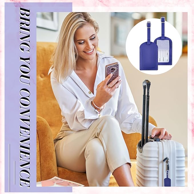 Dunzy 30 Pieces Leather Luggage Tag Women Identifiers Travel Suitcase Tags for Luggage Travel Backpack Bag Wedding Favors Women Men Adults Bulk