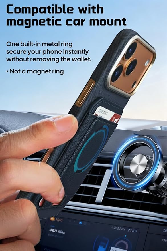 Upgraded for MagSafe Wallet, Compatible with MagSafe car mount, 5 cards, iPhone Magnetic wallet, for iPhone 12-17 Series, Slim minimalist vegan leather Magsafe wallet, Black (DBX003)