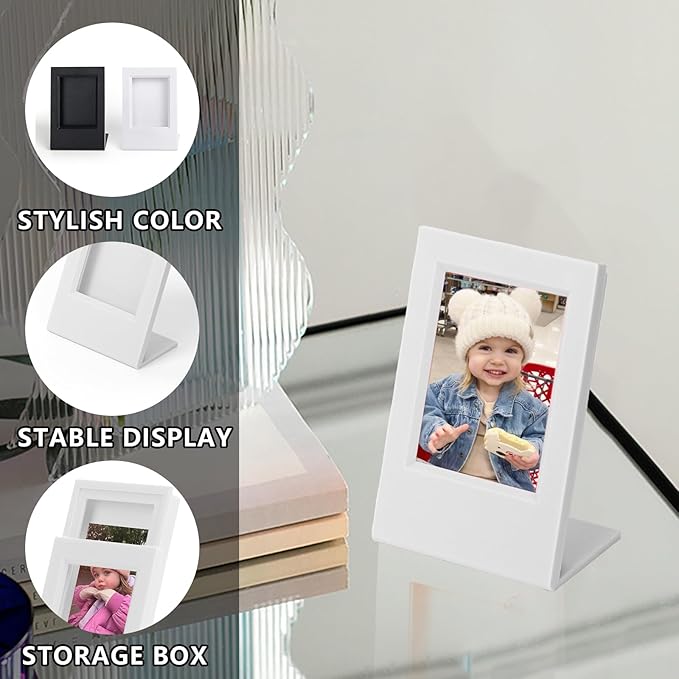 CAIYOULE Mini Picture Frame, 2.15x3.4 for Fujifilm Instax Mini 3-inch Films, PC Polaroid Frame Storage 10 Photos Desk Display - 4 Pack