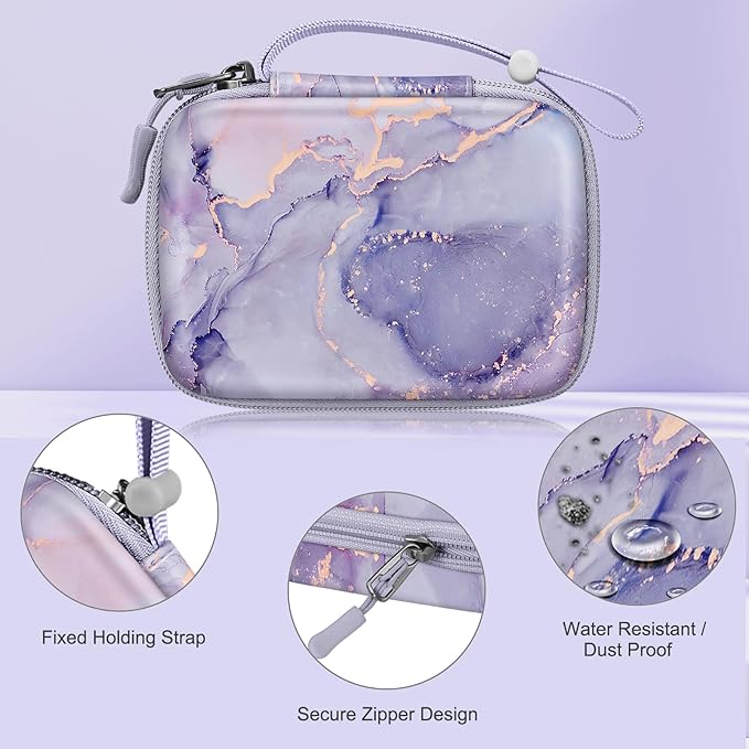 FINTIE Kids Camera Case Compatible with Goopow/Seckton/Dylanto/Mgaolo/Masterbee/CIMELR/Desuccus Kids Digital Camera Toys, Children Carrying Bag, Birthday Festival Gift, Lilac Marble