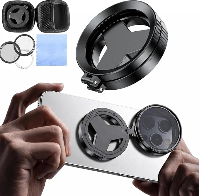 Anti-Glare Magnetic Phone Filter, Antiglare Magnetic Phone Filter, Professional 52mm Polarizing Filter, Foldable Portable Polarizing Lens Attachment, Reduces Reflections Enhances Colors (1PCS)