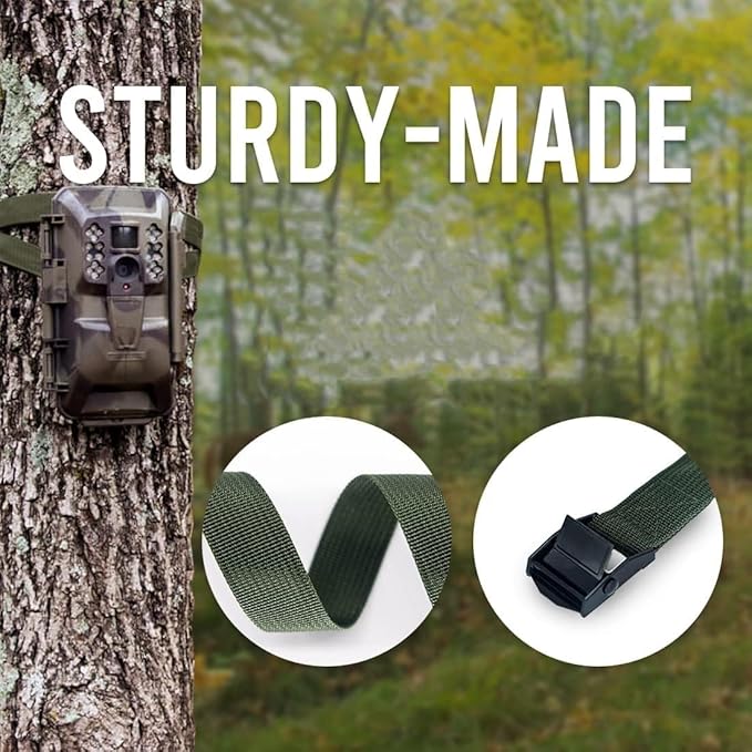 Heavy Duty Trail Camera Strap 4-Pack – 400lbs Adjustable Nylon Straps with Rust-Proof Safety Buckle, Year-Round Outdoor Strap for Game Cameras, Motorcycle, Truck, Trailer, Luggage, 39 inch Green