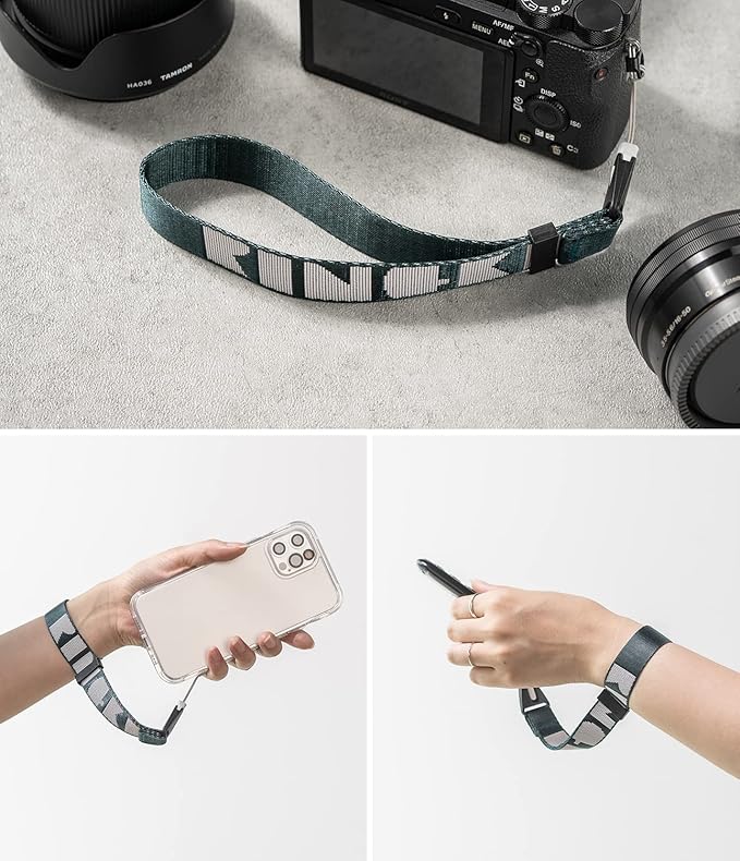 Ringke Hand Strap [Phone Wrist Strap] Designed for Camera Strap and Phone Strap, Adjustable Sturdy Universal Lanyard Compatible with Camera and Phone Case - Lettering Peacock Green
