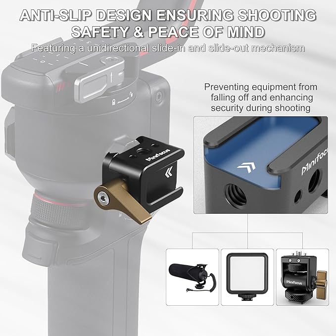 NATO Clamp to Cold Shoe Adapter, Aluminum Alloy Quick Release Rail Lock With 1/4" Threaded ARRI Locating Hole for DJI RS 3 Flash Light Microphone Camera Cage Magic Arm