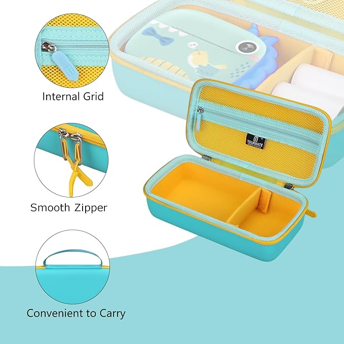 Hard Storage Case for HiMont/Sangrui/ARNSSIEN/Usteetic Camera Instant Print - Travel Case for Selfie Video Camera(Only Box) (PU, Blue)